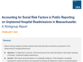 CHIA and MHA Announce Report from Statewide Workgroup on Social Risk Factors and Readmissions