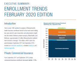 CHIA Publishes Interactive Dashboard On Massachusetts Enrollment Trends Through September 2019