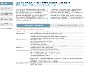 Clinical Quality and Patient Experience Measures Dashboard Image